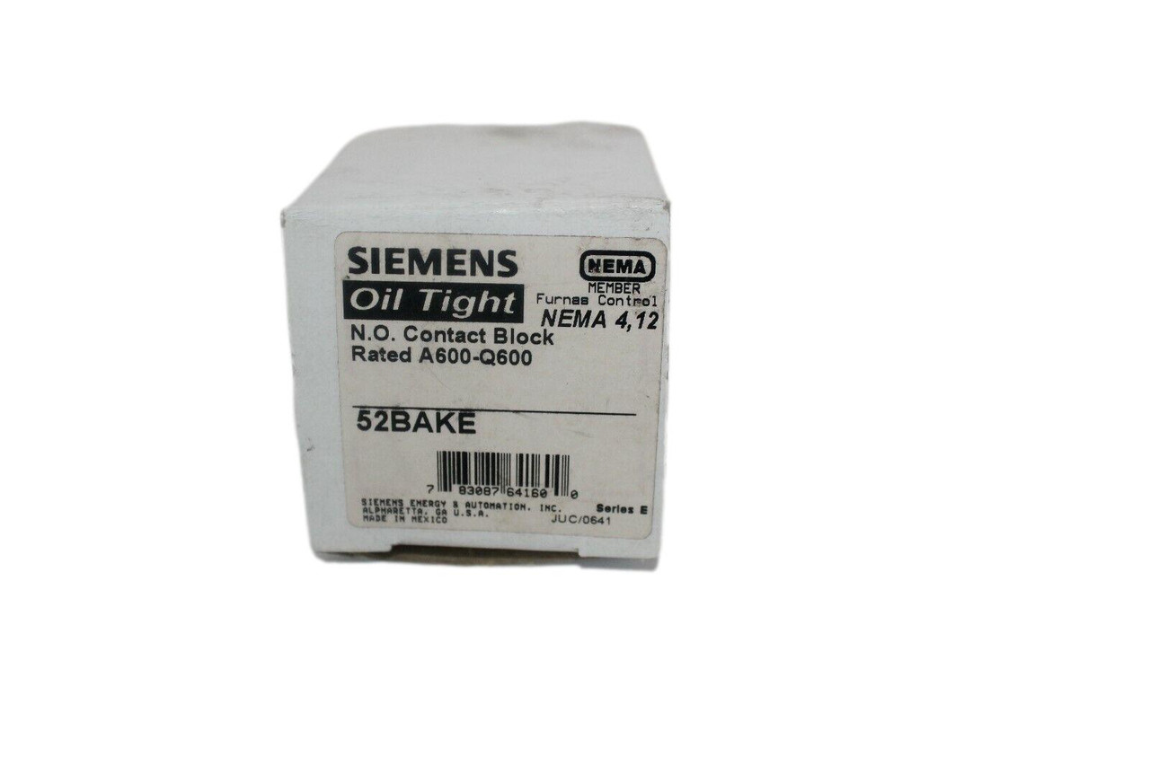 52BAKE Siemens Oil Tight N.O. Contact Block