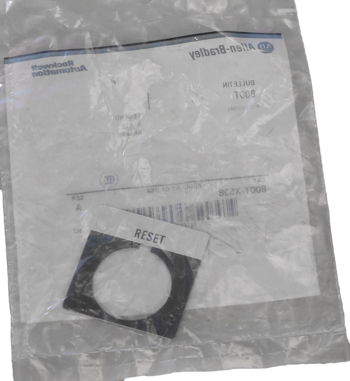 800T-X538 RESET Legend Plate Allen-Bradley
