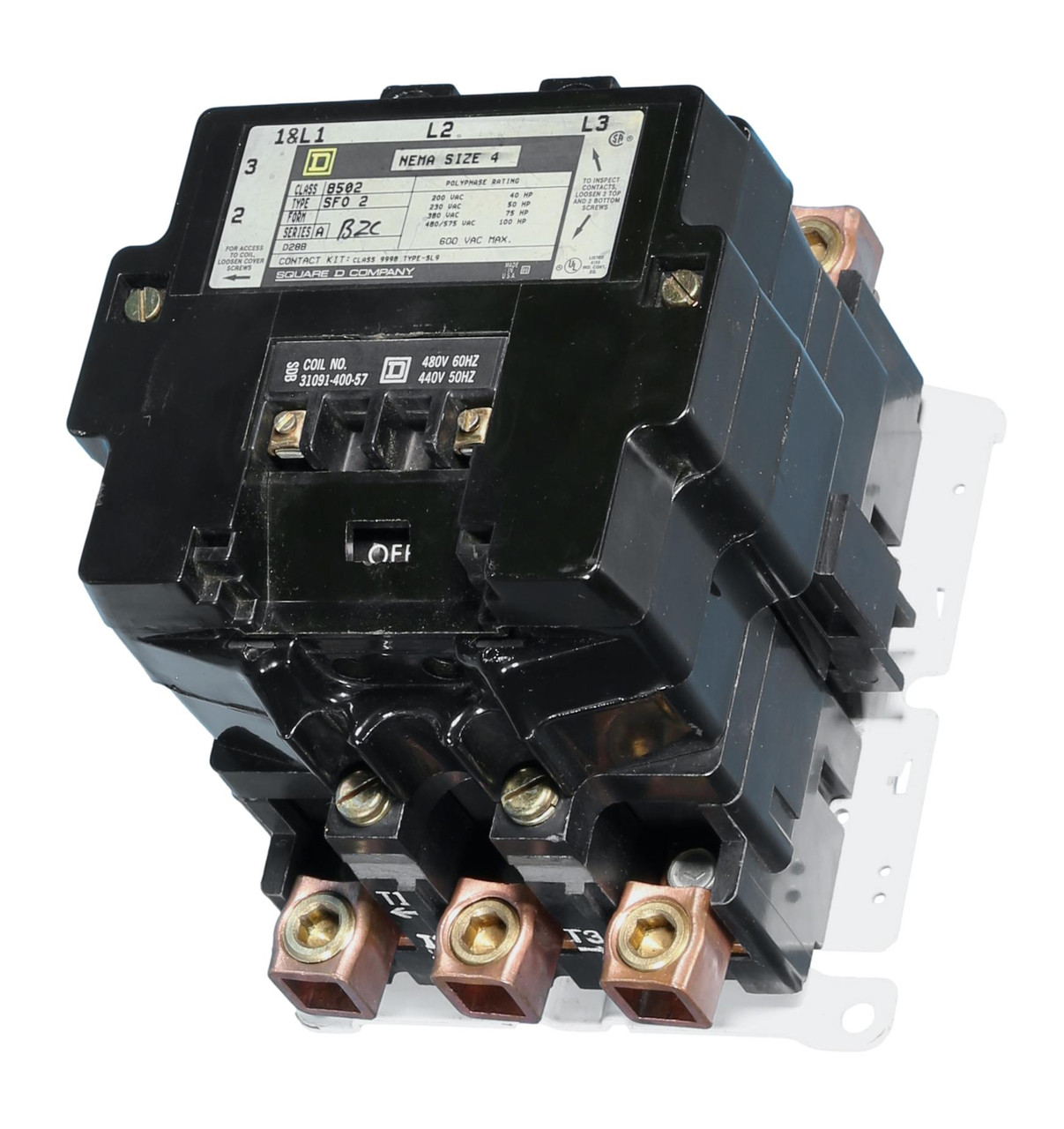 8502-SFOV06 Square D Size-4 Magnetic Contactor w/480V Oper. Coil