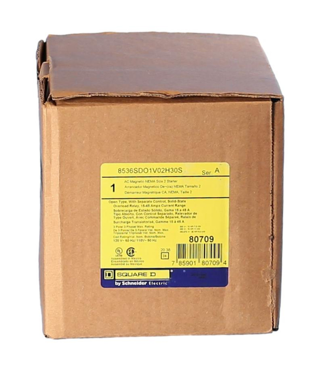 8536SDO1V02H30S New 3-Pole Size 2 Square D 120V Open Magnetic Starter-New