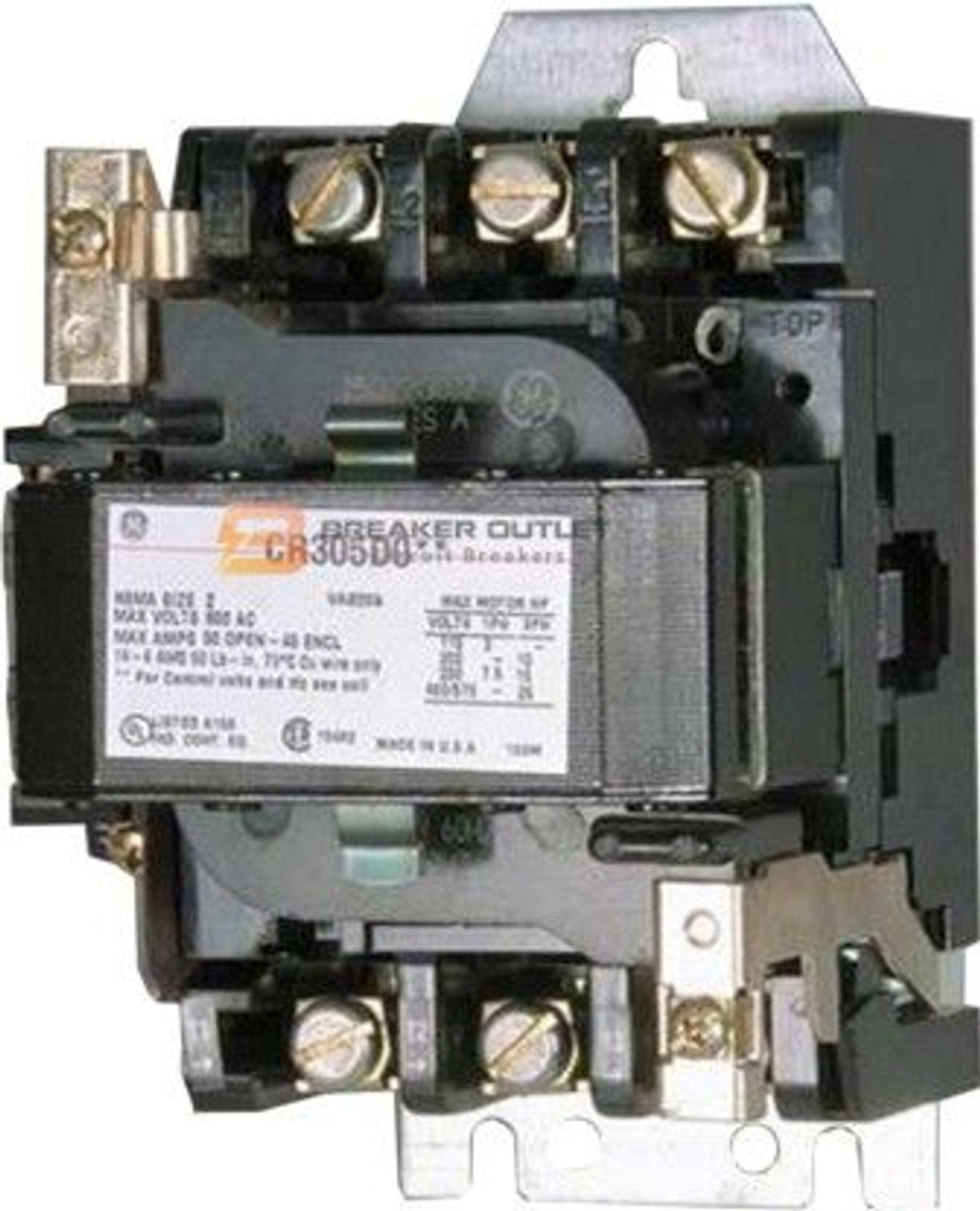 CR305D004 NEMA Size-2, General Electric Magnetic Contactors 460-480V Coil