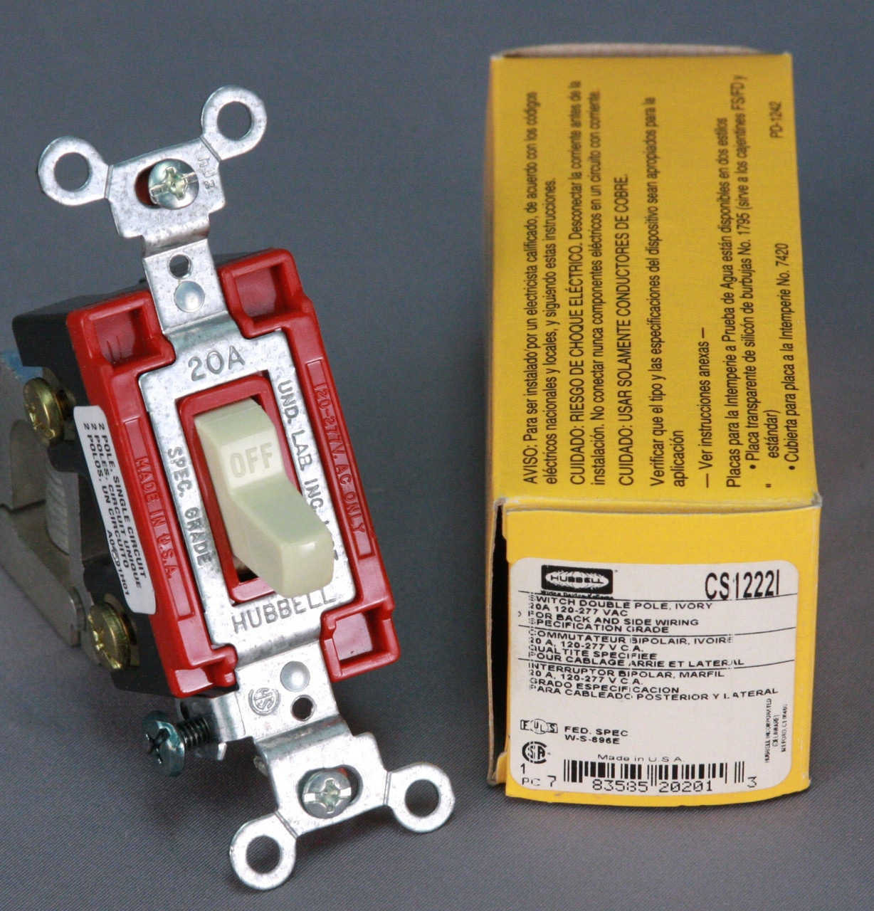 CS1222I Double Pole Toggle Switch by Hubbell