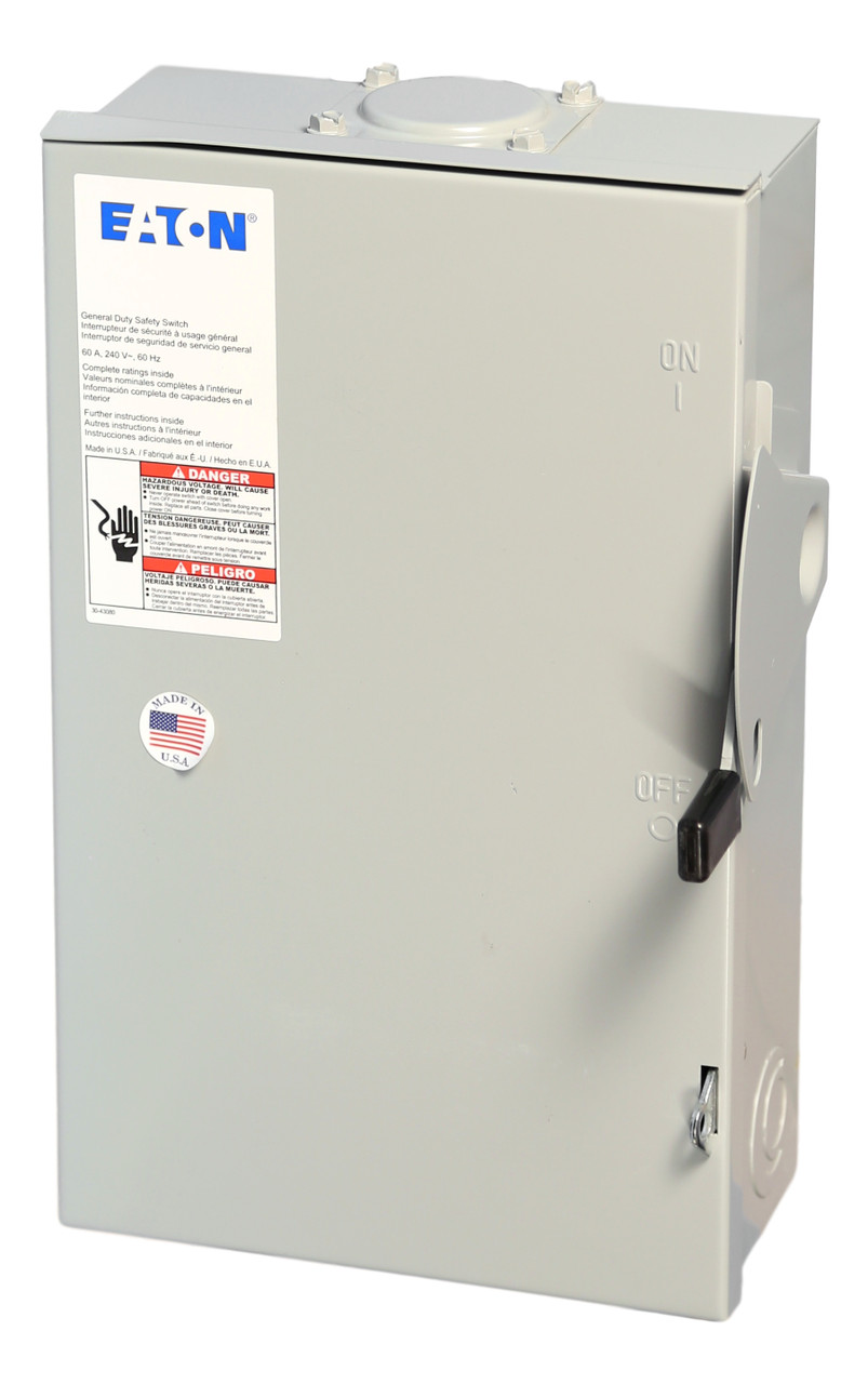 DG222URB Eaton 60 Amp Non-Fusible Rain Proof Safety Switch 2 Pole 240V