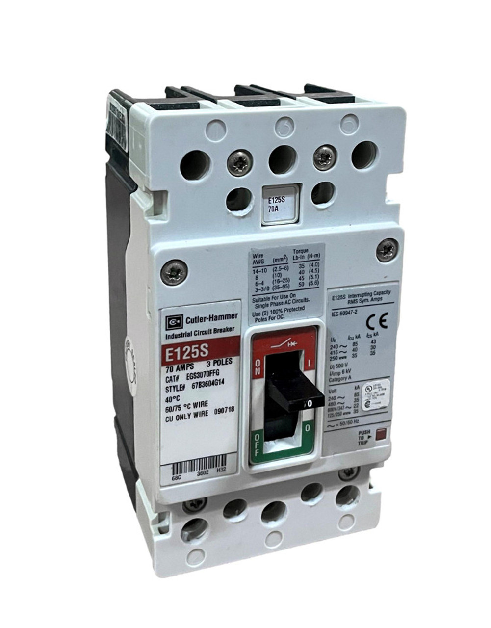 Used- EGS3125FFG 35k rated EG Circuit Breaker Eaton