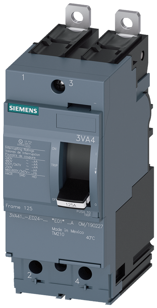 3VA4150-4ED24-0AA0 Siemens Molded Case Circuit Breaker With Thermal - Magnetic Trip Unit, 50A 2-Pole