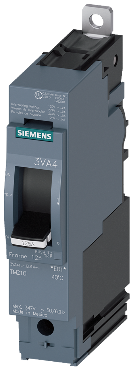 3VA4150-5ED14-0AA0 Siemens Molded Case Circuit Breaker With Thermal - Magnetic Trip Unit, 50A 1-Pole