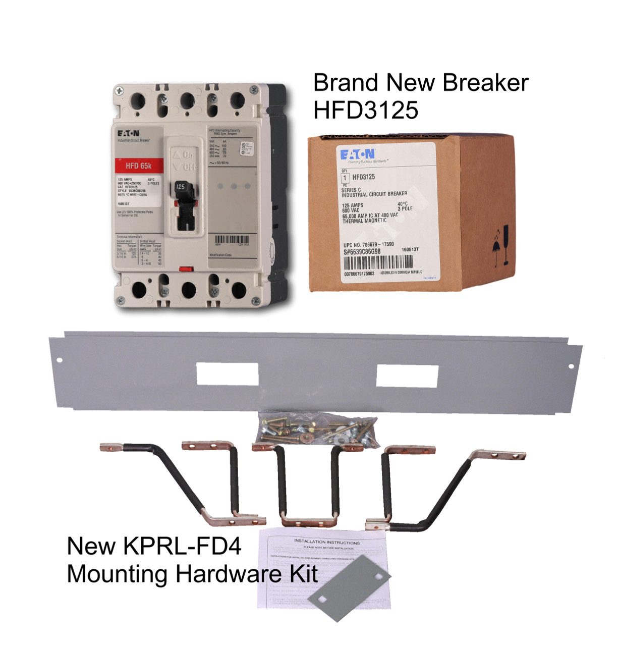 HFD3125-KPRL Circuit Breaker and Mounting Hardware Kit Combo