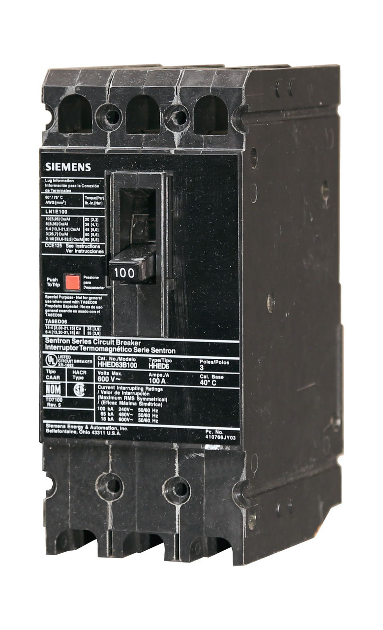 HHED63B060 Type ED6 Sentron 65k Circuit Breaker by SIEMENS