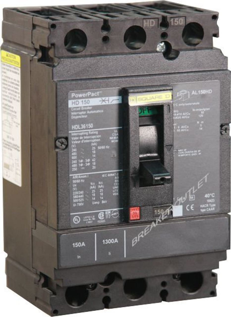 Used HLL36060 Square D 100kA Power Pact Lug Circuit Breaker