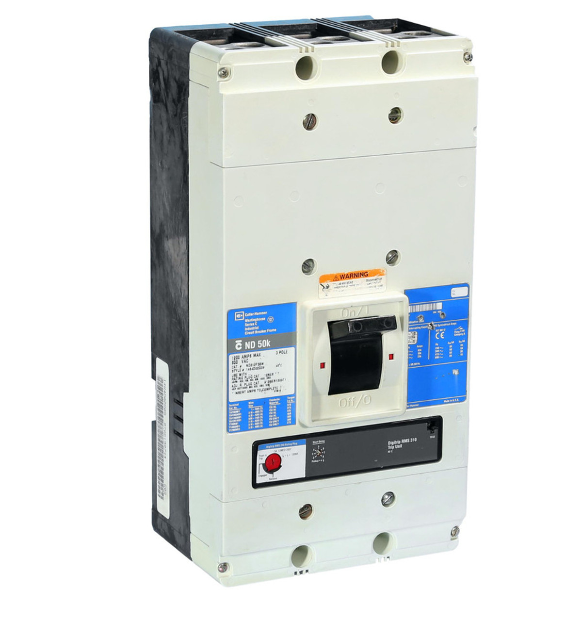 2- Pole 1200A, ND212T33W Digitrip RMS 310 Cutler Hammer Circuit Breakers