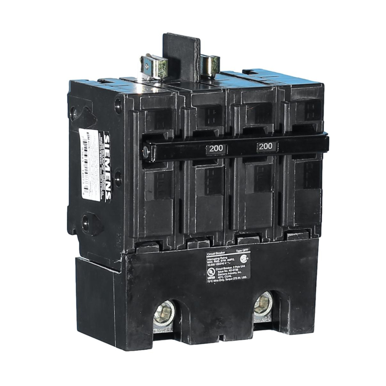 22k Rated Q2200BH 2 Pole QPP 200 Amp Main Breaker by Siemens -New