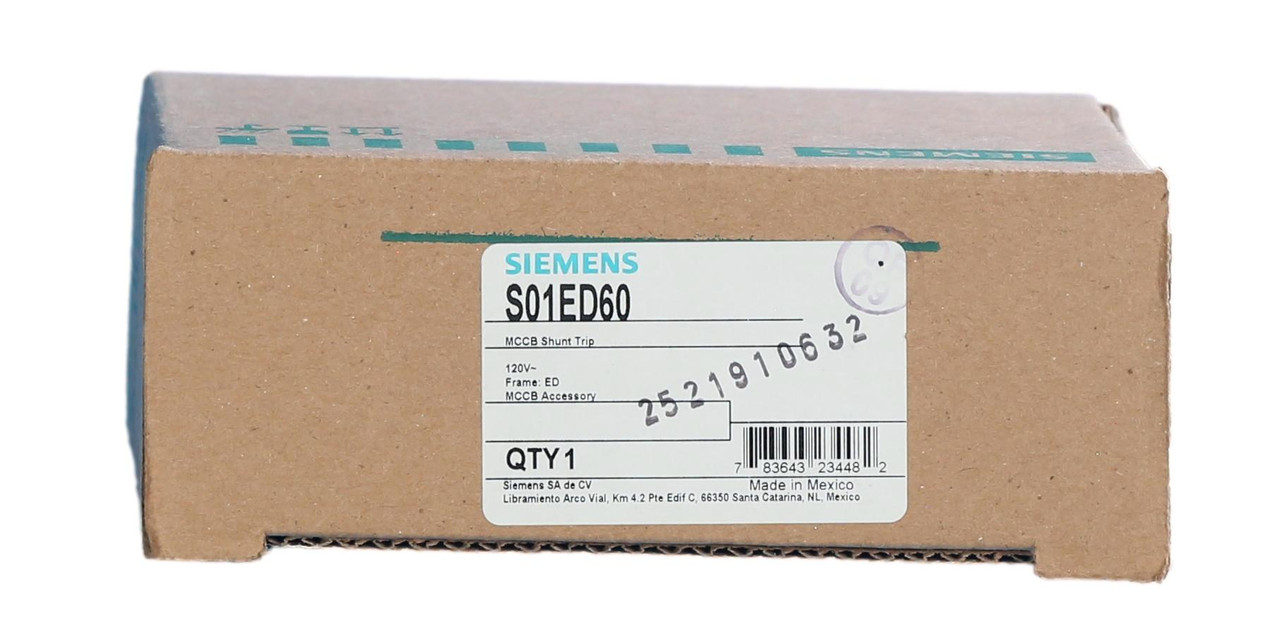 S01ED60 Shunt Trip Device for ED or HED Frames Siemens