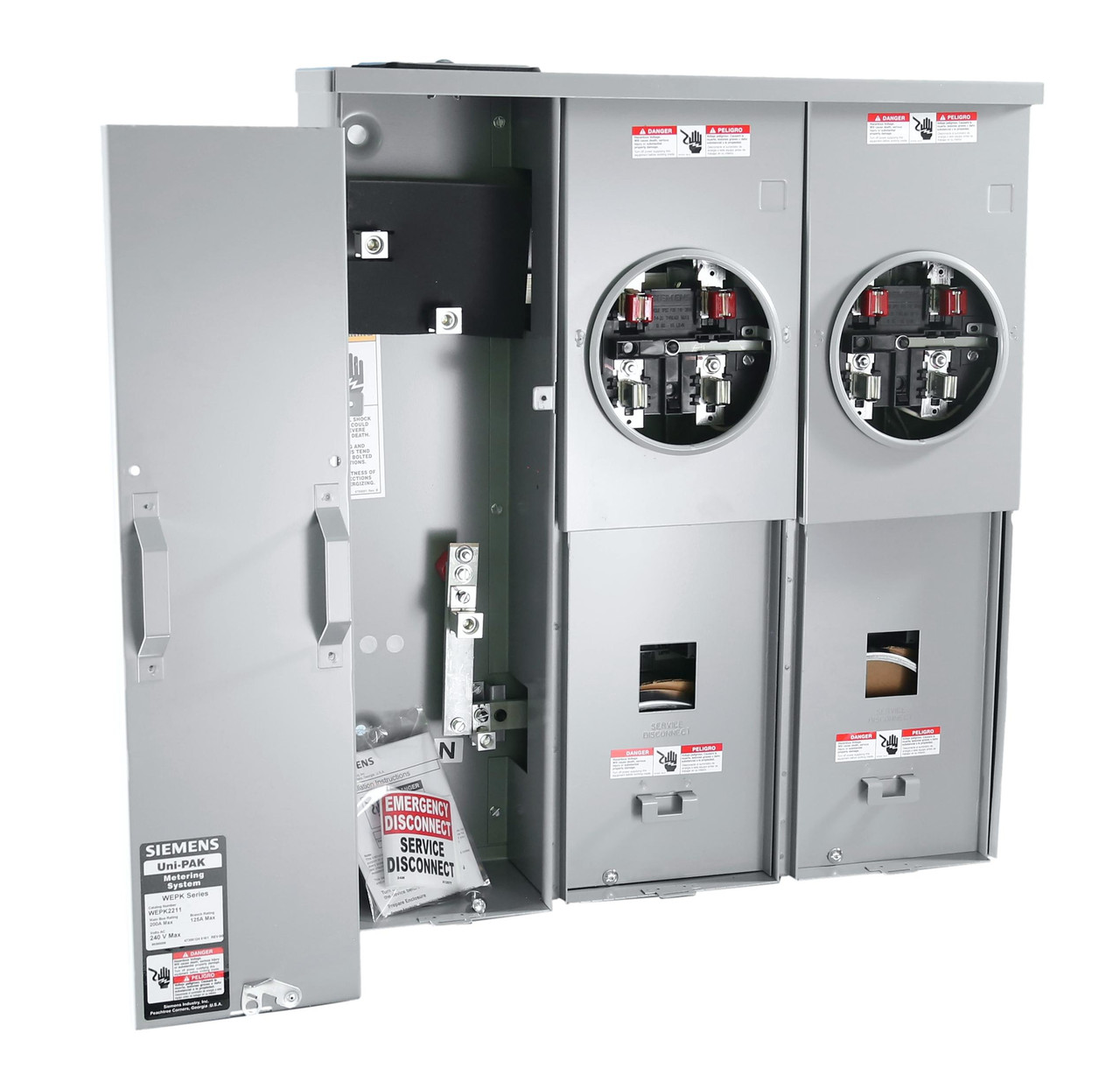 WPK2211 NEC2020 Compliant Multi-Family Metering Uni-Pak 2 Gang Meter Positions