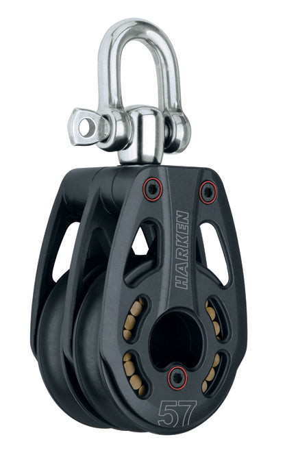 Harken Aluminum Low-Load Double Swivel Block - 57mm