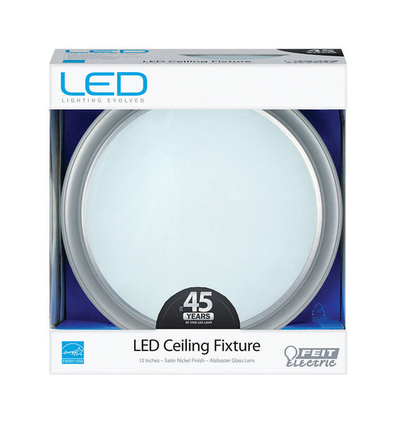 FEIT Electric LED 4.58 in. H x 13 in. W x 13 in. L Satin Nickel LED Ceiling Light