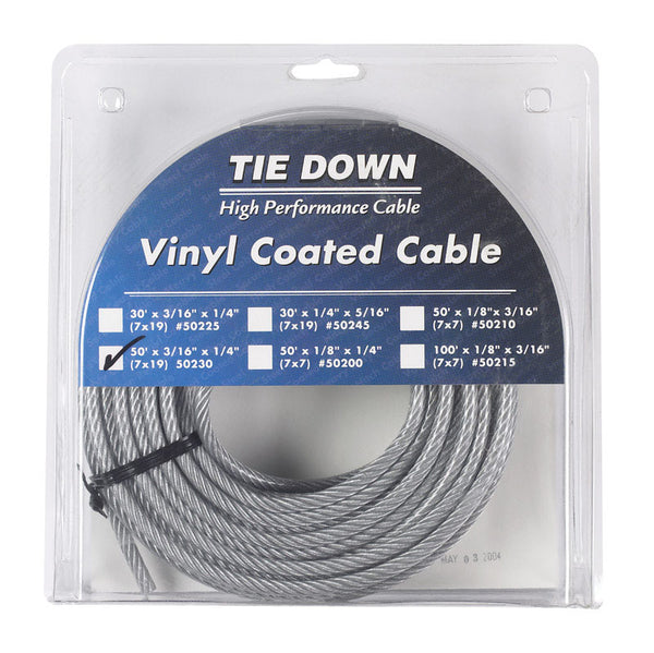 Tie Down Engineering 3/16 in. D X 50 ft. L Vinyl Coated Galvanized Steel Aircraft Cable