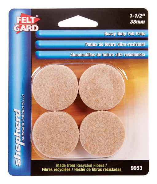 Shepherd Felt Self Adhesive Pad Tan Round 4.6 in. W x 0.8 in. L 8 pk