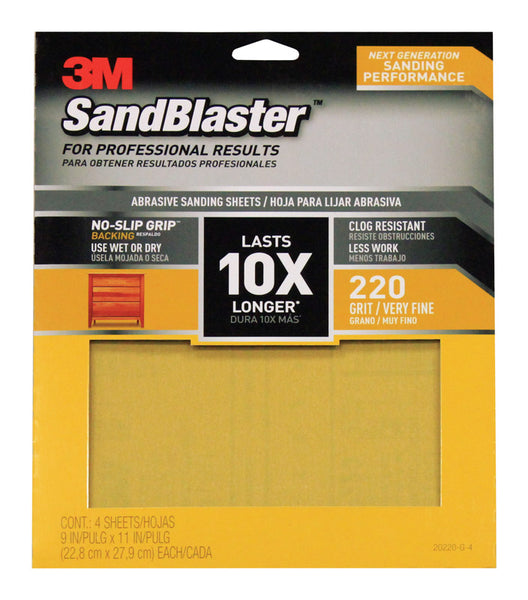 3M SandBlaster 11 in. L x 9 in. W 220 Grit Ceramic Sandpaper 4 pk